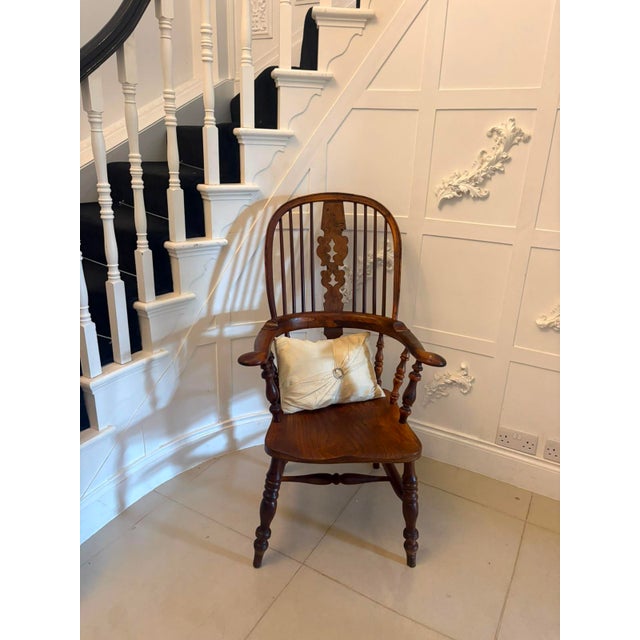 Mid 19th Century Antique English Yew Wood Windsor Hoop Back Armchair, 1860 For Sale - Image 5 of 15