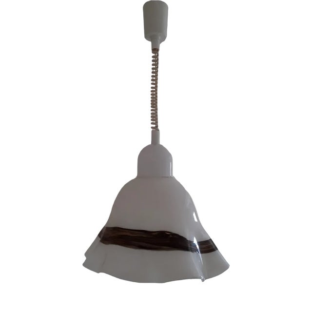 Vintage White Brown Ceiling Lamp, 1970s For Sale