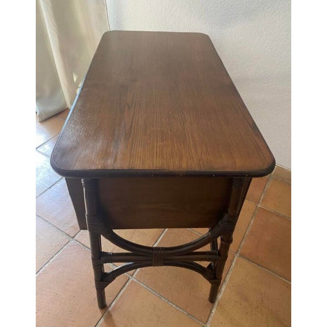 Rattan Desk with 3 Drawers, 1950s For Sale - Image 9 of 17