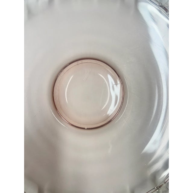 Glass Vintage Pale Pink Depression Glass Cake/Serving Platter With Scalloped/Lace Open Work Edge For Sale - Image 7 of 8