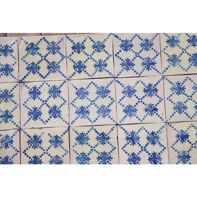 19th Century Portuguese Quatrefoil Tiles Set of 25 Blue & Antique White Decorative For Sale - Image 10 of 16