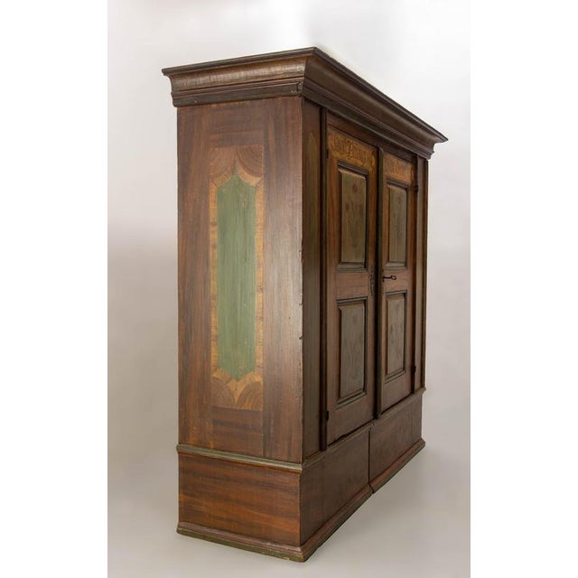 Late 18th Century Swiss Painted Wedding Pine Armoire For Sale - Image 9 of 18