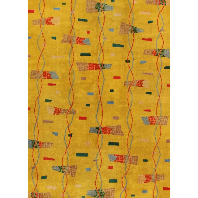 Mid 20th Century Mid-Century Modern Rug Turkish Carpet in Bright Yellow Red Blue Green & Pink For Sale - Image 4 of 13