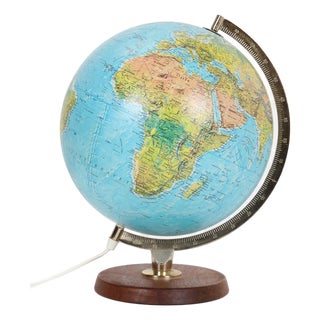 Danish Illuminated Globe on a Teak Wood Base from Scan-Globe, 1970s For Sale