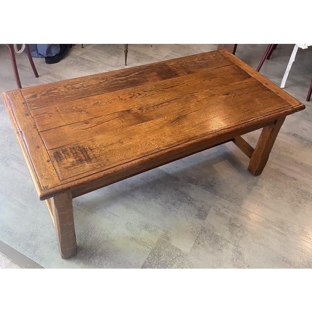 Rustic Vintage Rustic Farmhouse Coffee Table in Oak, 1950 For Sale - Image 3 of 18