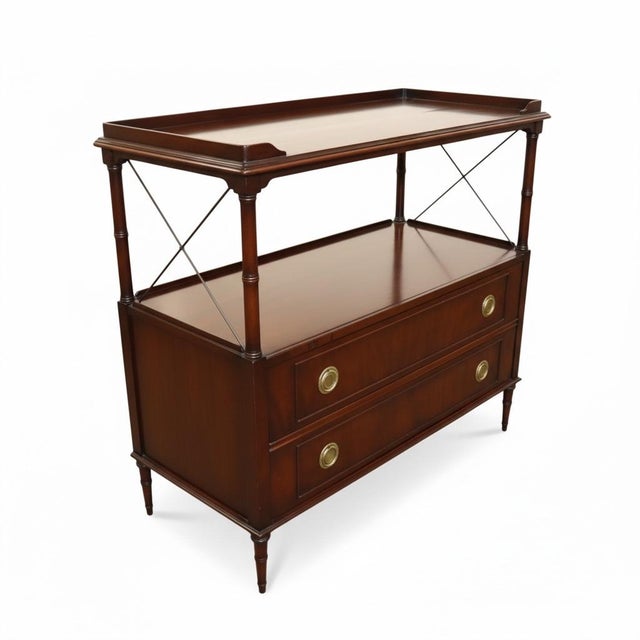 1950s Mid-Century Regency Style Mahogany & Brass Server / Etagere / Cabinet / Bar For Sale - Image 5 of 7