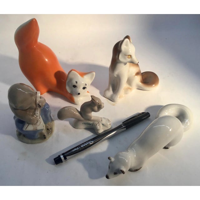 Vintage Russian Porcelain Figurine of a Fox For Sale - Image 11 of 12