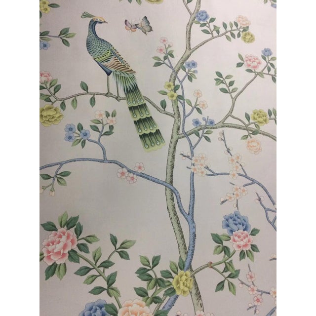 Not Yet Made - Made To Order Hand Painted Chinoiserie Peacock Peony Botanical Wallpaper Panels, Soft Pastel Oriental Floral Wall Mural For Sale - Image 5 of 7