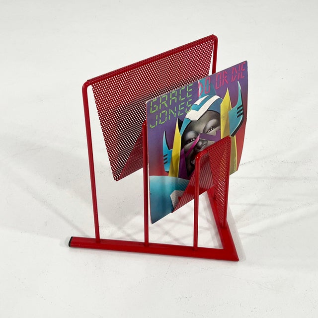 1980s Red Magazine Rack attributed to Markus Börgens for D-Tec, 1980s For Sale - Image 5 of 7