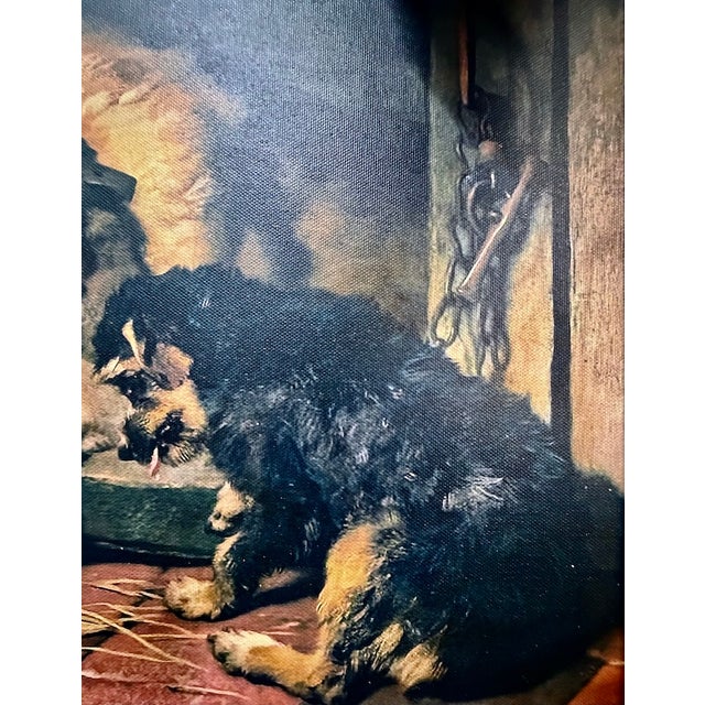 Late 20th Century Vintage Canvas on Board Print of Dogs Enjoying a Bone For Sale - Image 5 of 6