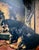 Late 20th Century Vintage Canvas on Board Print of Dogs Enjoying a Bone For Sale - Image 5 of 6