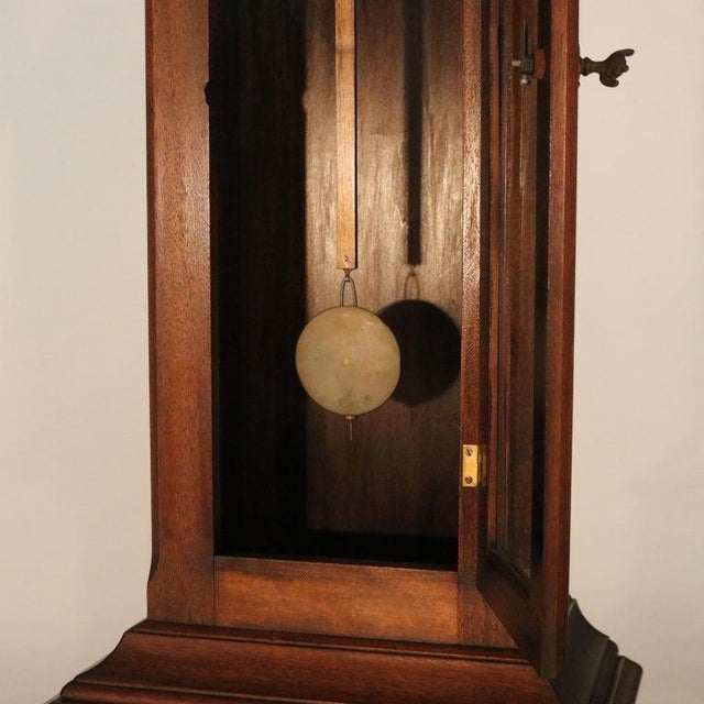 Wood Antique Ithaca Clock Co. Tall Case Walnut Grandfather Clock C1920 For Sale - Image 7 of 15