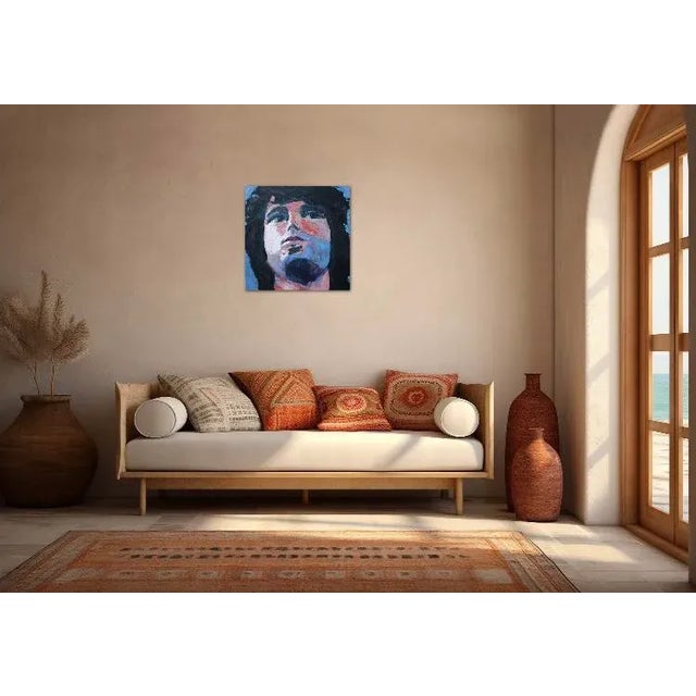 Textile Contemporary Portraiture Pop Art Oil Painting, Original Artwork For Sale - Image 7 of 12