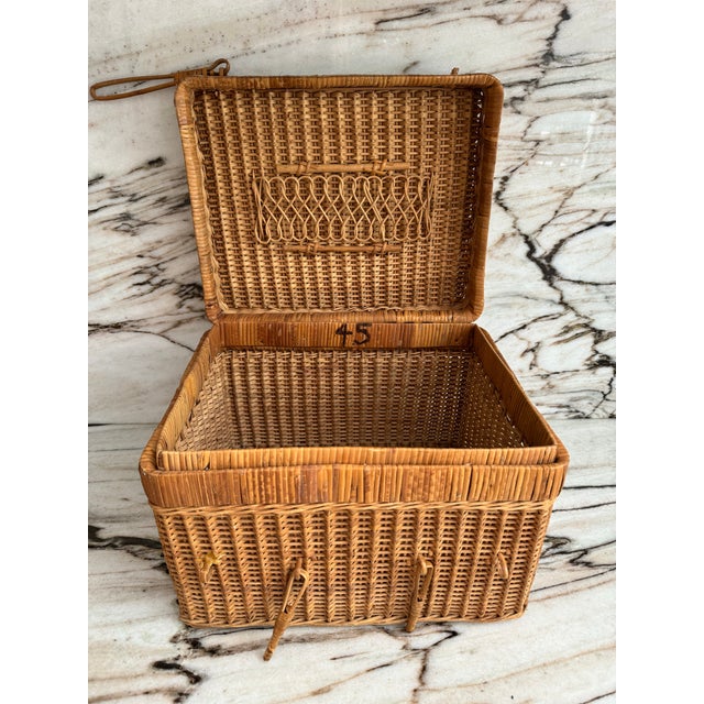 French Antique French Rattan Trunk For Sale - Image 3 of 10