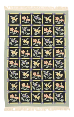 Vintage Chinese Garden Kilim Rug - 04'02 X 06'03