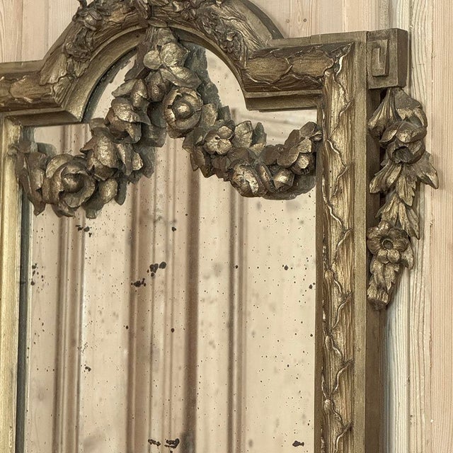 19th Century Italian Hand Carved Giltwood Louis XVI Mirror For Sale - Image 12 of 17