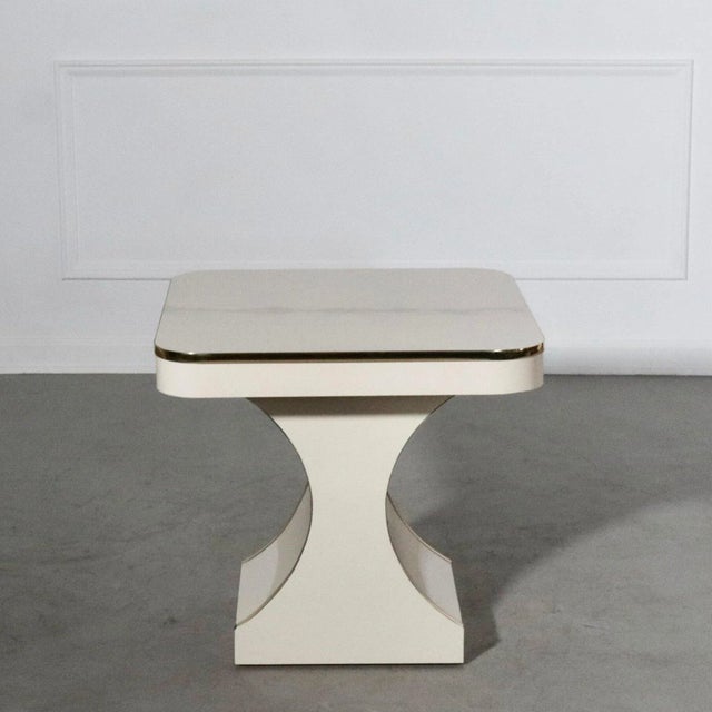 1980s Sculptural Laminate and Brass Side Tables After Karl Springer - a Pair For Sale - Image 5 of 12