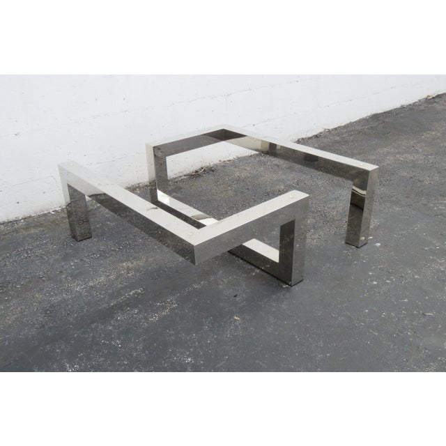 Late 20th Century Hollywood Regency Modern Style Chrome Glass Top Coffee Table For Sale - Image 5 of 13