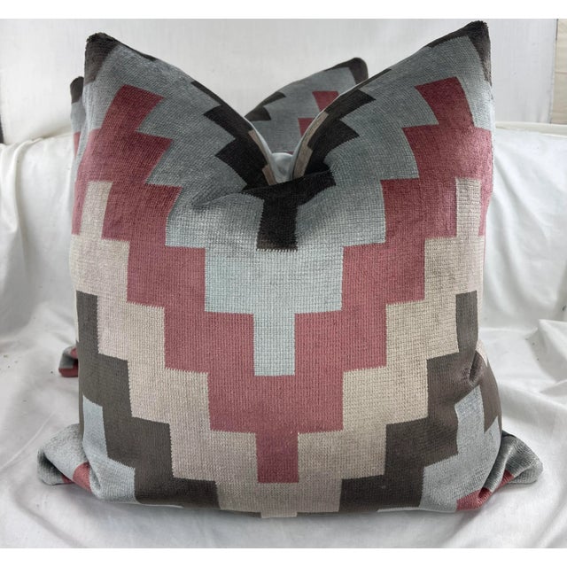 2020s Kravet "Qatari Velvet" in Rosewood 22" Pillows-A Pair For Sale - Image 5 of 5