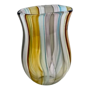 Hand Blown Glass Tiki Beach Inspired Flower Vase by Designer Karen Curtis