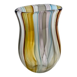 Hand Blown Murano-Style Glass Tiki Beach Inspired Flower Vase by Designer Karen Curtis For Sale