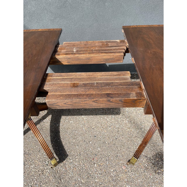1920s Antique 1920s Mahogany Double Pedestal Dining Table – 88" X 45" – Brass Casters For Sale - Image 5 of 6