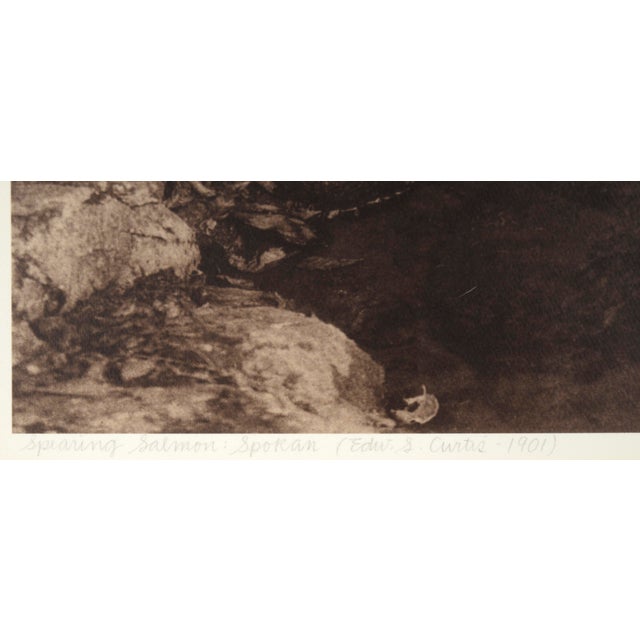 Realism "Spearing Salmon: Spokan", Sepia Photograph of Indigenous Spearfishing by Edward Sheriff Curtis For Sale - Image 3 of 10