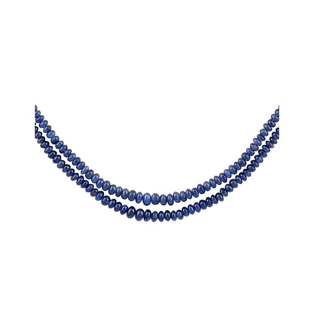 2010s 105 Carat Natural Sapphire Bead Two-Strand Necklace Sterling Silver Clasp For Sale - Image 5 of 18