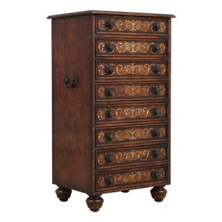Theodore Alexander Marquetry Inlaid Chest Semainier For Sale