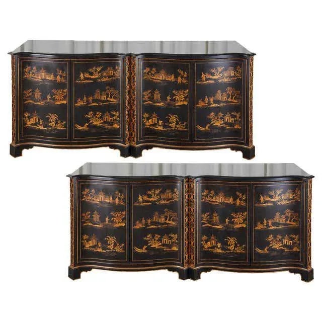 Nancy Corzine Chinoiserie Marble Top Sideboard Chests - a Pair For Sale - Image 13 of 13