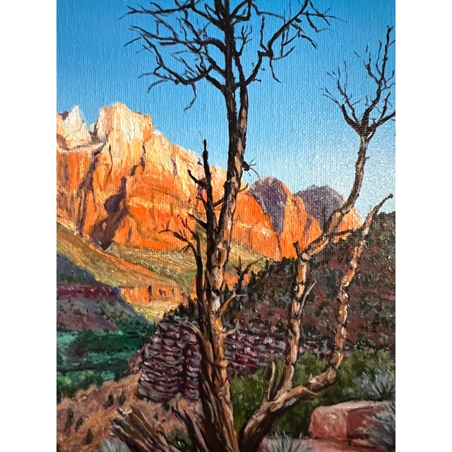 Burnt Orange Red Rock Vista Origenal Oil Painting by Steve Schaaf For Sale - Image 8 of 9
