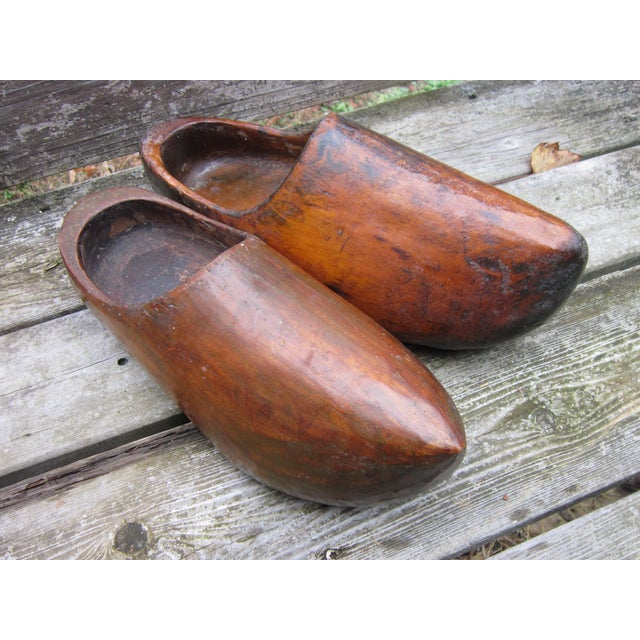 Antique Late 1800s Wooden Clogs/ Shoes, From Germany For Sale - Image 4 of 11