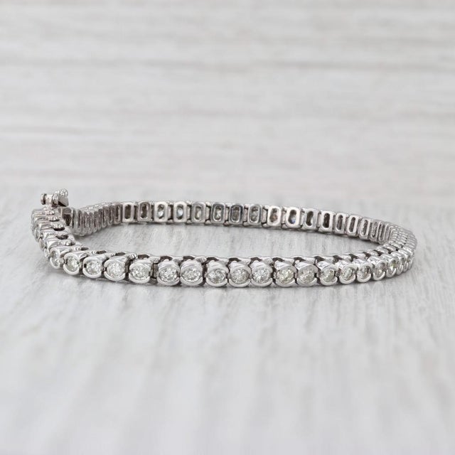 Modern 2.50ctw Diamond Tennis Bracelet 14k White Gold 7" 3.6 Mm For Sale - Image 3 of 8