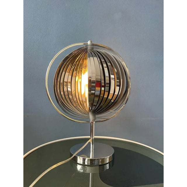 Silver Metal Trumpet Uplighter Cup Table Lamp For Sale - Image 5 of 11