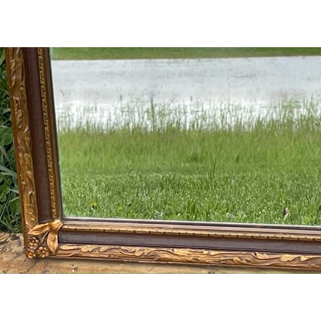 Gold Antique Hand Carved Gold Gilt Framed Mirror W/Floral Motifs For Sale - Image 8 of 16