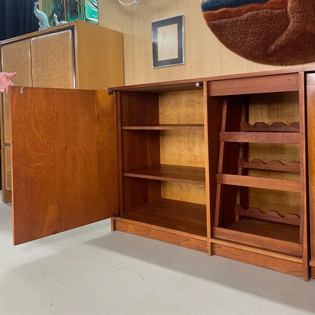 Custom Made Buffet Credenza With Lighted Wine Bar and Hidden Bar Cart For Sale - Image 14 of 17
