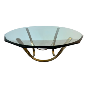 1970s Mid-Century Modern Roger Sprunger for Dunbar Brass and Glass Coffee Table