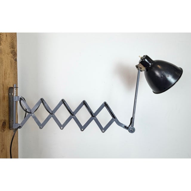 Vintage Industrial Soviet Scissor Wall Lamp in Black, 1960s For Sale - Image 13 of 18