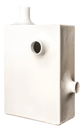 White Vase in Ceramic, Italy, 1970s