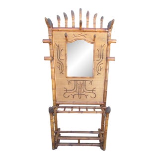 Antique French Bamboo Hall Tree For Sale