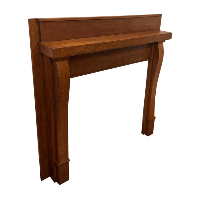 Vintage Rustic Empire Style Solid Oak Fireplace Mantel For Sale - Image 4 of 10