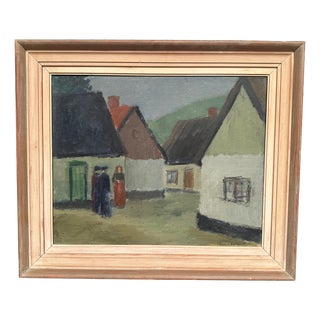 Fabian Lundqvist, Village, 1944, Oil on Canvas, Framed For Sale