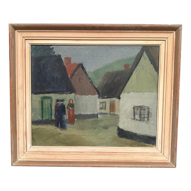 Fabian Lundqvist, Village, 1944, Oil on Canvas, Framed For Sale