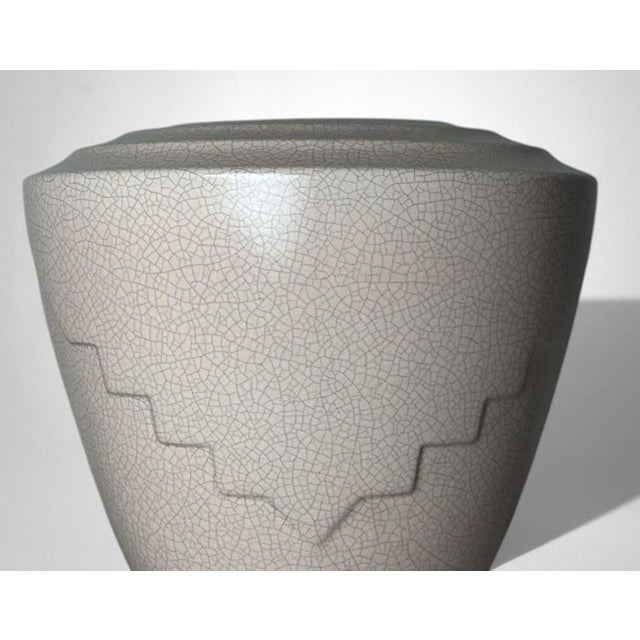 Art Deco French Craquelé White Ceramic Vase For Sale - Image 12 of 18