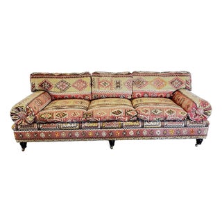 Mid 20th Century George Smith Bolster Arm Kilim Sofa For Sale