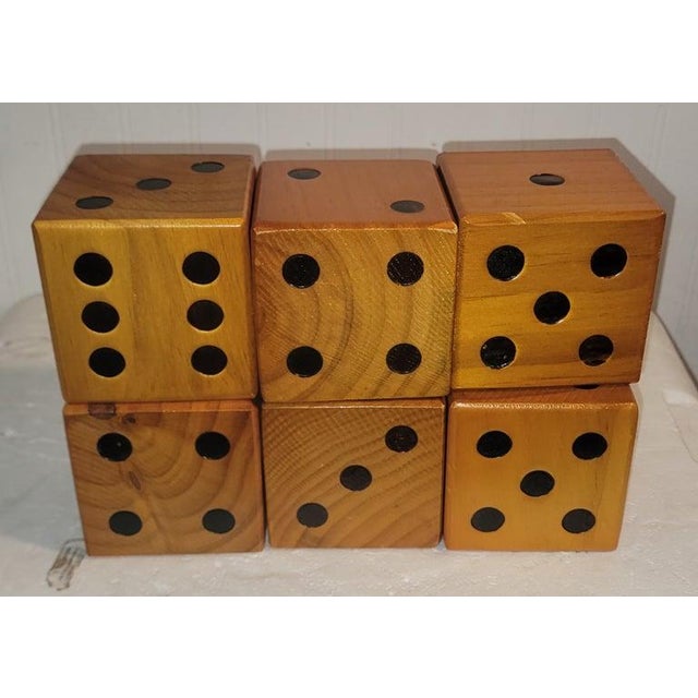 Folk Art Vintage Collection of Six Wooden Dice For Sale - Image 3 of 4