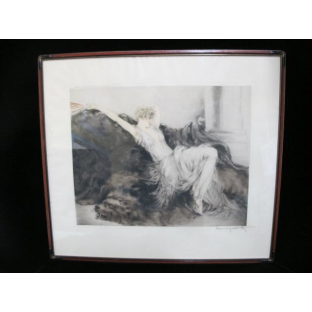 Black Louis Icart Signed Original Paresse Laziness Art Deco Female Portrait Etching For Sale - Image 8 of 8