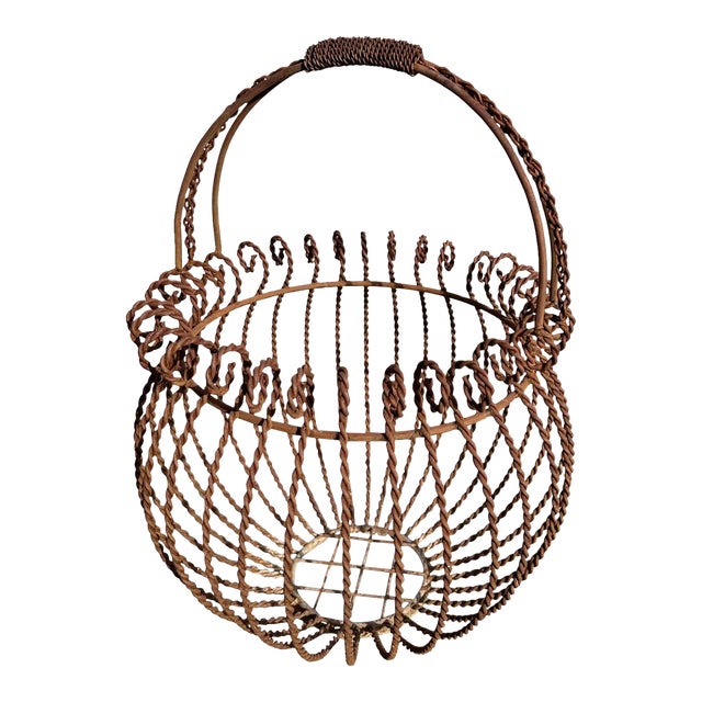 Vintage Iron Gathering Basket For Sale