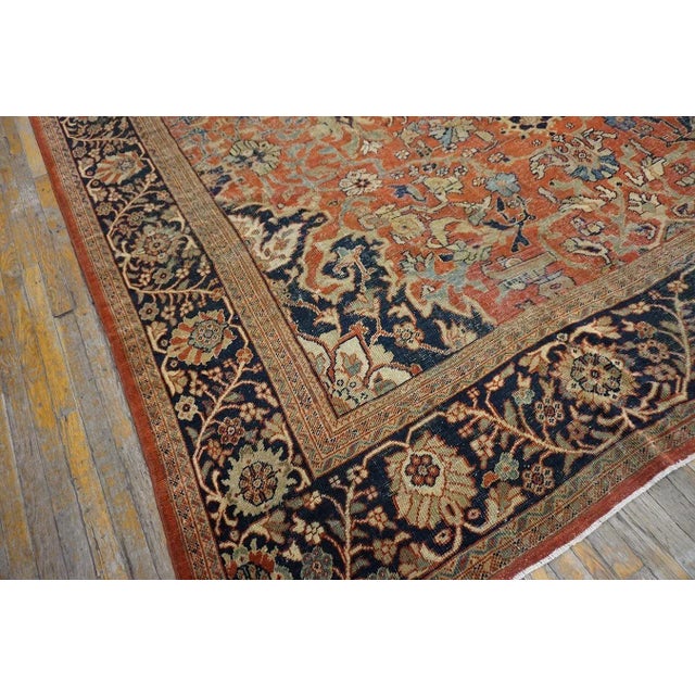 Great Red Rust Color With Medallion Floral Patters Desing Century Persian Sultanabad Rug For Sale - Image 4 of 12