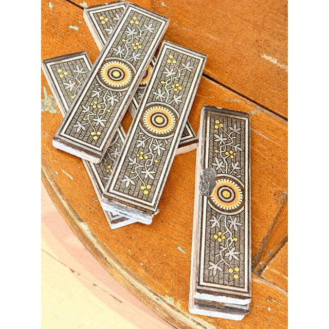 Antique Victorian Decorative Tiles c.1880 Floral Geometric Design Architectural Salvage Lot For Sale - Image 9 of 9